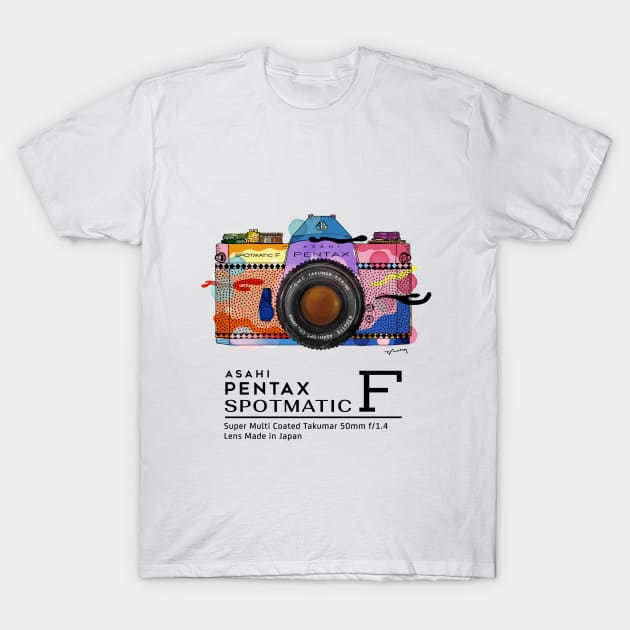 Colorful vintage camera Asahi Pentax Spotmatic F T-Shirt by notyetfamous